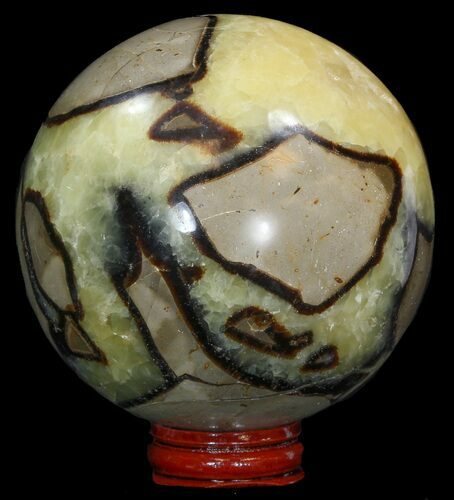 Polished Septarian Sphere - With Stand #43866